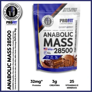 Suplemento em pó ProFit Laboratórios Anabolic Mass 28500 proteínas sabor chocolate em sachê de 3kg - Imagem 7