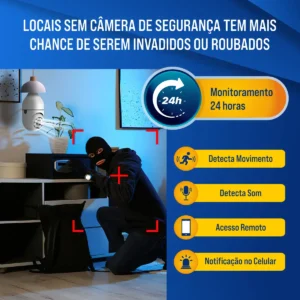 Câmera de Segurança IP Wi-Fi Lâmpada E27 HW 360° Full HD com Visão Noturna e Áudio - HW - Imagem 3