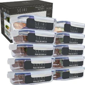 Kit 10 Pote De Vidro Marmita Hermético 640ml Freezer Fitness - Imagem 1