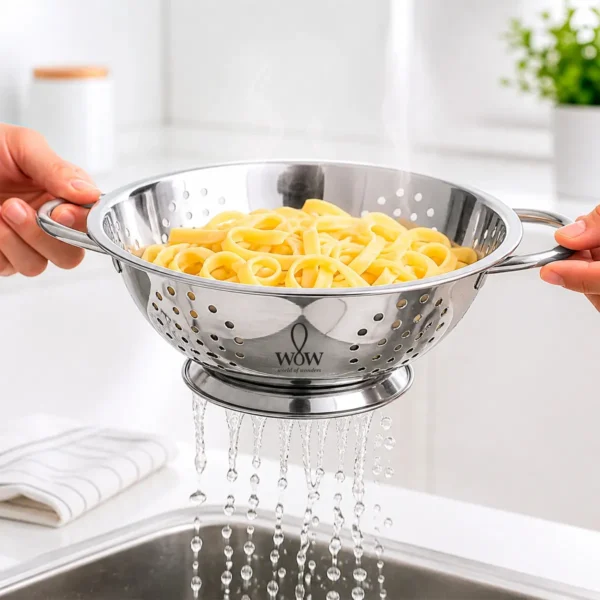 Escorredor De Macarrão Inox Lavador De Arroz Wow World Of Wonders