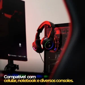 Fone De Ouvido Headset Gamer Rgb Led Pc Computador Vídeogame - Imagem 3