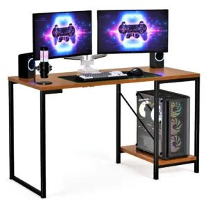 Escrivaninha Gamer Tóquio Industrial Preta de 115 cm para Home Office e Estudo com Prateleira - Imagem 6