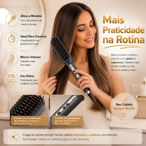 Escova Alisadora Bivolt 3em1 Ceramica Ionica Profissional - Imagem 5