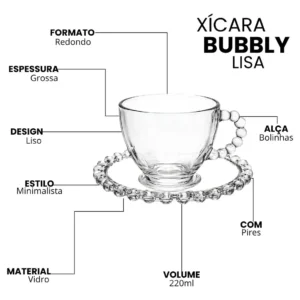 Jogo De Xícaras E Pires Em Vidro 12 Peças Chá Bolinha Pearl - Imagem 8