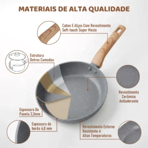 Jogo De Panelas Antiaderente Cerâmica Indução Gas 15 Peças - Imagem 6