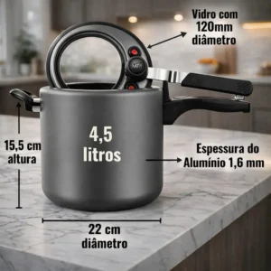 Panela De Pressão 4,5l Com Visor Antiaderente Mta - Imagem 7