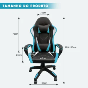 Cadeira Gamer Barata Ergonômica Python Fly Couro Sintético Cor Azul - Imagem 2