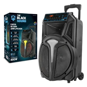 Caixa De Som Amplificada Bluetooth 600w Rms Tcs400 Cor Preto The Black Tools Com Rádio Fm Usb Pendrive Led Rgb Bivolt - Imagem 1