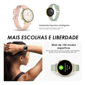 Smartwatch Feminino Aurafit Am23 Tela Amoled 1.32 Ouro Rosa - Imagem 7
