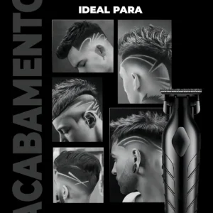 Máquina De Corte Acabamento Profissional Aparador Cabelo Pelo Barbear Maquininha Detalhes Sem Fio Preto - Imagem 4