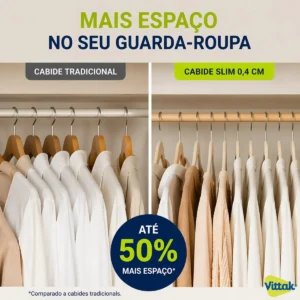 Vittak Kit 50 Cabides Adulto Veludo Slim Antideslizante Organizador Roupas Cor Bege - Imagem 5