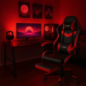 Cadeira Gamer Ergonômica Profissional Reclinável X-ray Cor Vermelho Material Do Estofamento Couro Sintético - Imagem 3
