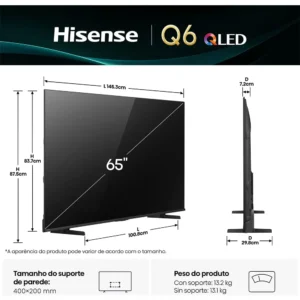 Hisense Smart TV UHD 4K QLED 65 Polegadas 65Q6QV com HDR10+ - Imagem 2