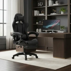Cadeira De Escritório Gamer Nitro Ergonômica Estofado Couro Sintético Reclinável Altura Ajustável Apoio Para Pés Cor Preto Luvinco - Imagem 1