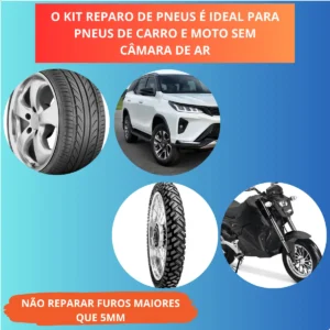 Kit Remendo Metal Reparo Macarrão Pneu Carro Moto C/ Maleta - Imagem 8