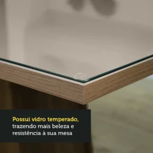 Sala Jantar Madesa Evelin Mesa Tampo Vidro Com 4 Cadeiras Cor Rustic/Crema/Imperial Desenho do tecido das cadeiras Liso - Imagem 6