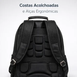 Mochila Couro Executiva Carregador Usb Notebook Reforçada - Imagem 4