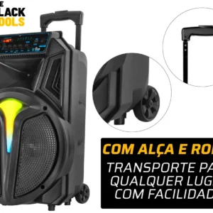 Caixa De Som Amplificada Bluetooth 600w Rms Tcs400 Cor Preto The Black Tools Com Rádio Fm Usb Pendrive Led Rgb Bivolt - Imagem 6