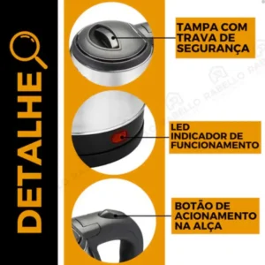 Chaleira Elétrica Rabello Home Shop Inox 1,8 Litros, Com Desligamento Automático e LED Indicador - Imagem 4