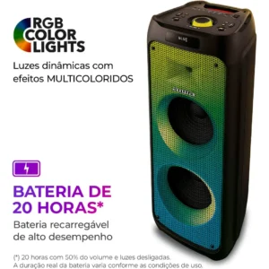 Caixa De Som Partybox Aiwa Pb-06 Bluetooth 20h Rgb Usb Tws - Imagem 4
