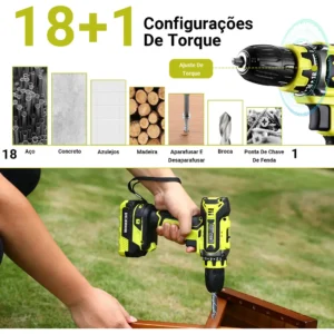 Parafusadeira de Impacto DESOON 20V Com Motor de Cobre, Maleta e 13 Acessórios - Imagem 3