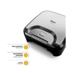 Sanduicheira E Grill Philco 2 Em 1 Inox 800w Pgr26a Preto - Imagem 5