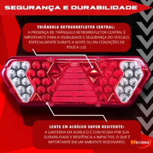 Par Lanterna Traseira Carreta Guerra Led Caminhão 12/24v - Imagem 6