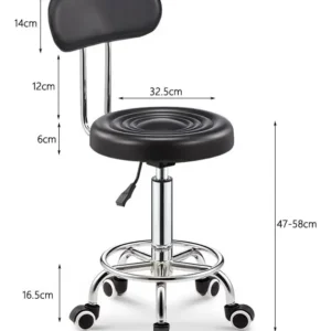 Cadeira Mocho Giratória :ideal Para Tatu Estúdios&beleza Preto Couro Sintético - Imagem 2