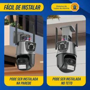 Câmera Segurança Wi-fi Ip Dual com Sirene Visão Noturna Colorida 355° App Icsee Prova Dágua Cor Preto - Hw - Imagem 5