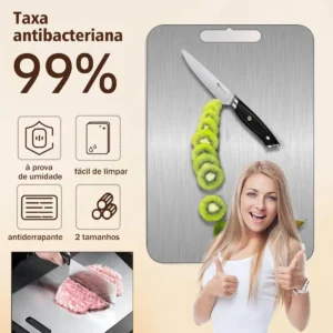 Tábua De Corte Para Cozinha Taboa Carne 46cm Aço Inox 304 - Imagem 3