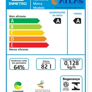Fogão 5 Bocas Atlas Atenas Glass A Gás com Mesa de Vidro e Mega Chama Preto Bivolt - Imagem 7