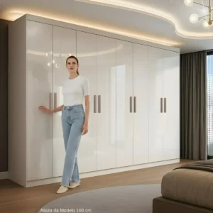 Guarda Roupa Casal Branco Paris 8 Portas 4 Gavetas Espresso Móveis - Imagem 7