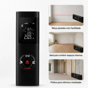 Trena Laser 40m Recarregável Com Cabo Usb Medidor Digital De Distância Área Volume Precisão ±2mm Fácil De Usar Para Obra Reforma Parede Cômodo Altura Mede Sozinho Sem Fita Eletric Teck - Imagem 3