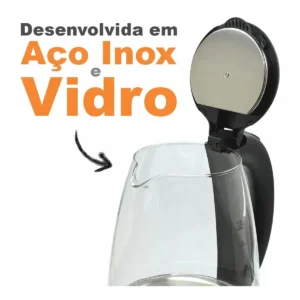 Jarra De Vidro Elétrica Chaleira 1500w Inox - Imagem 4