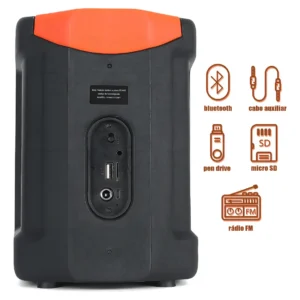 Caixinha de Som Bluetooth Grasep D-3142 10W Com Rádio FM e Entrada USB Preto - Imagem 4