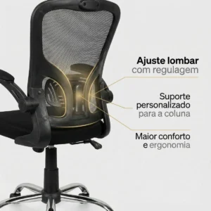 Cadeira Escritório Ergonômica Ajuste Lombar Laudo NR-17 Giratória Office Estofado Tecido/mesh Marca Brin7 Modelo B7-001-PT - Imagem 4