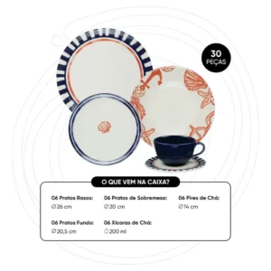 Aparelho De Jantar E Chá 20 Peças Oxford Unni Maré Off White - Imagem 2