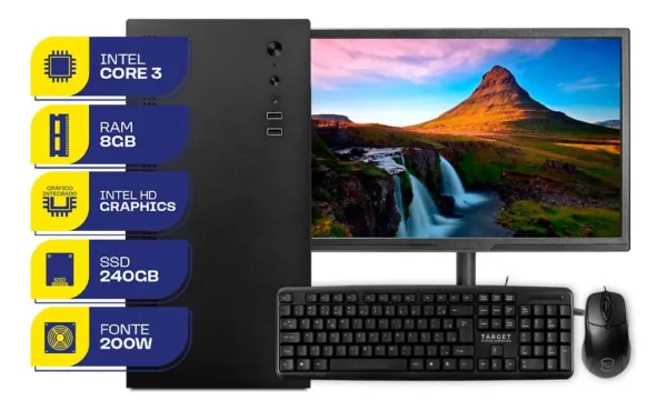 Pc Home Completo, Intel Core I3, 8gb De Ram, Ssd 240gb 240 Gb 8 Gb Intel Hd Graphics