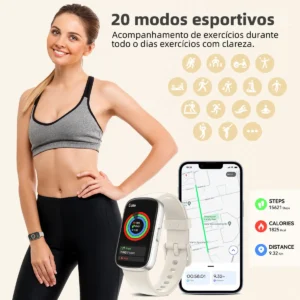 Relógio Inteligente Smart Band Sports E À Prova De Água Caixa Branco - Imagem 5