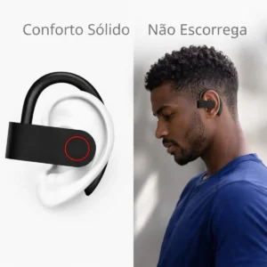 Fone De Ouvido Bluetooth Sem Fio Tws Esportivo Compatível Com iPhone Samsung Xiaomi Motorola Celular Android Academia Caminhada Esporte Tipo Gancho Preto Boyu Cell - Imagem 3