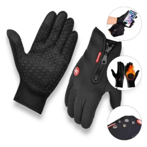 Par Luva Motoqueiro Térmica E Impermeável Com Touch Screen Cor Preto Tamanho Único - Imagem 1