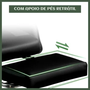 Cadeira De Escritório Gamer Nitro Ergonômica Estofado Couro Sintético Reclinável Altura Ajustável Apoio Para Pés Cor Preto Luvinco - Imagem 8