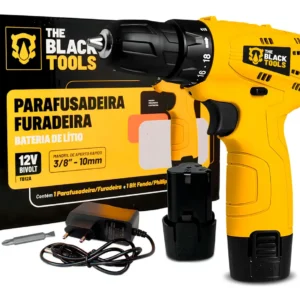 Parafusadeira Furadeira The Black Tools TB12A 3/8 a Bateria Cor Amarelo Frequência 60Hz - Imagem 1