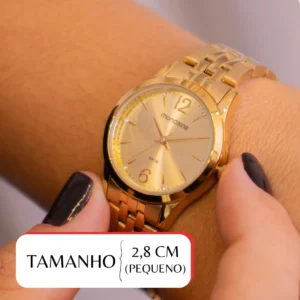 Relógio Mondaine Feminino Dourado Clássico com Semijoias Kit 32606lpmkde1k1 - Imagem 3