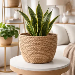 Cesto Vaso Cachepot Fibra Natural Decorativo Palha Boho Chic - Imagem 1
