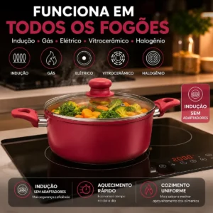 Jogo De Panelas Cerâmico Antiaderente Indução Fogão 5 Peças - Imagem 3