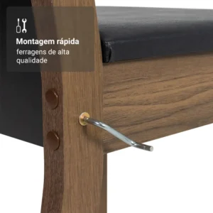 Sala De Jantar Madesa Talita Mesa Tampo Madeira 4 Cadeiras Cor Rustic/Preto/Sintético Preto Desenho do tecido das cadeiras Liso - Imagem 6
