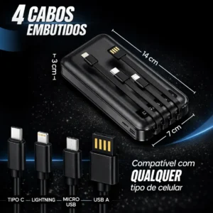 Power Bank 20000mah Carregador Portátil Turbo Rápido 22.5w Display Digital Preto - Imagem 4