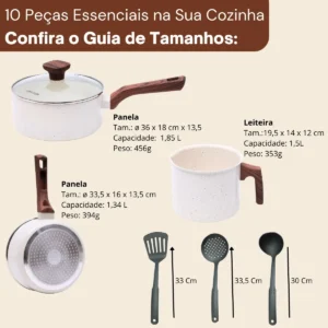 Jogo De Panelas Com 10 Peças Mimo Style Pratic Cook Mármol Cor Branco - Imagem 3