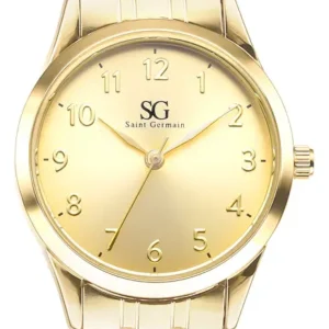 Kit Relógio Colar E Brincos Ponto De Luz Dourado Feminino Luxo Golden Saint Germain Presente Original Joias Elegante Clássico 28mm - Imagem 6